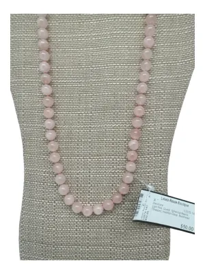 Light Pink Quartz Spherical Beads Threaded Insertion Clasp Necklace