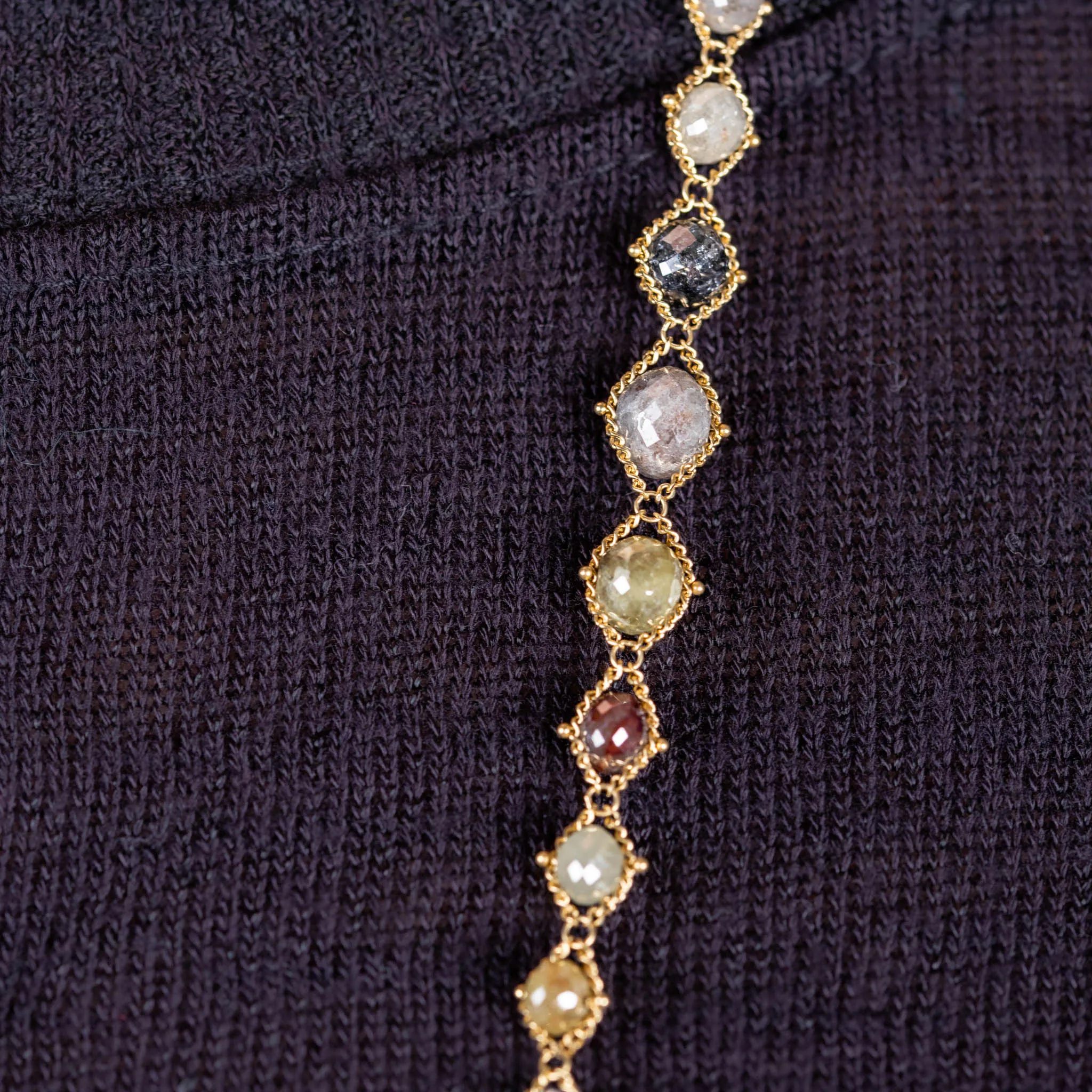 Long Multi-Colored Diamond Woven Necklace