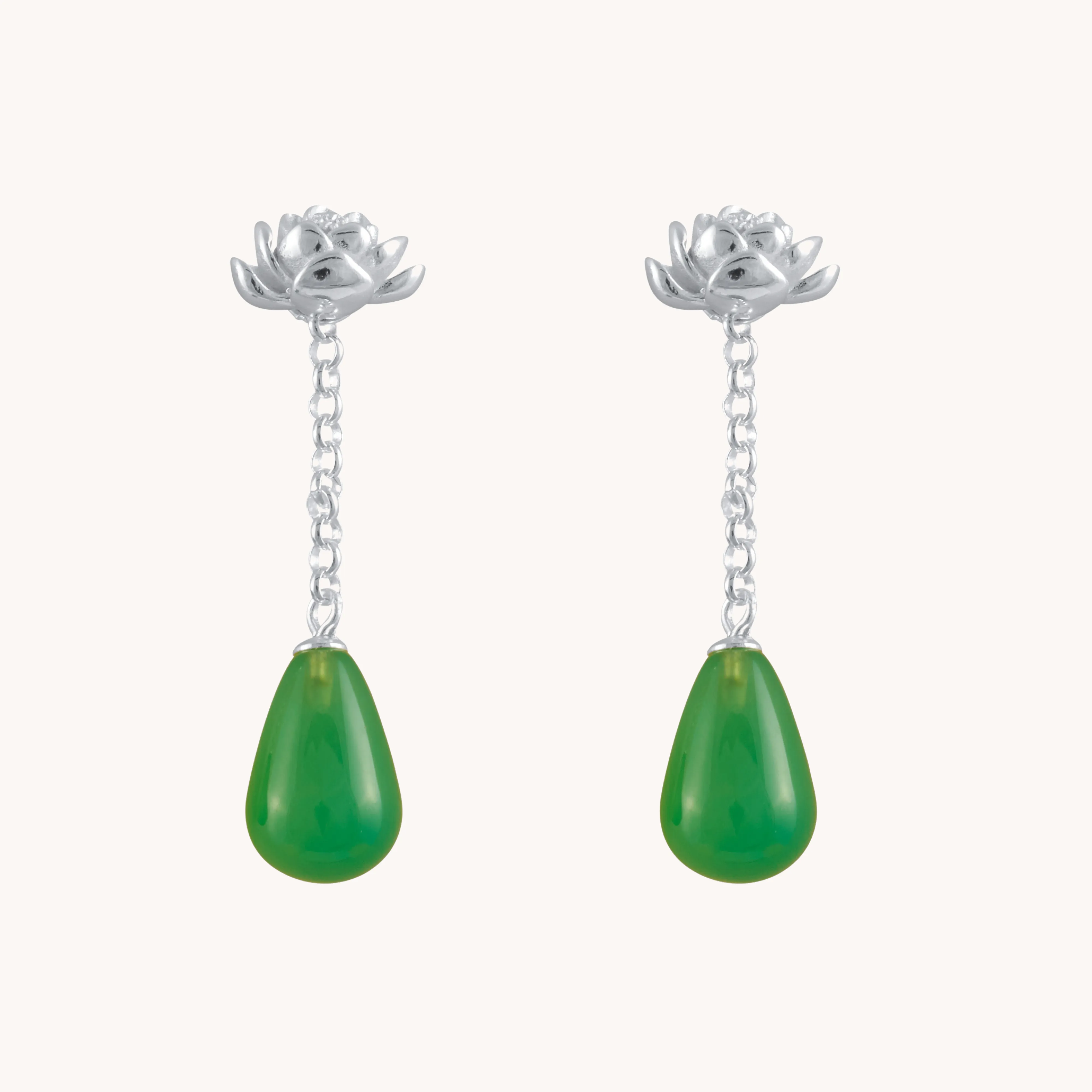 Lotus Stud With Detachable Drop Emrald Earrings W.