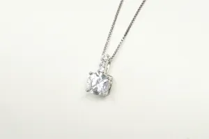 Lovely Large Simulated Diamond Sweetheart Necklace Sterling Silver 16"