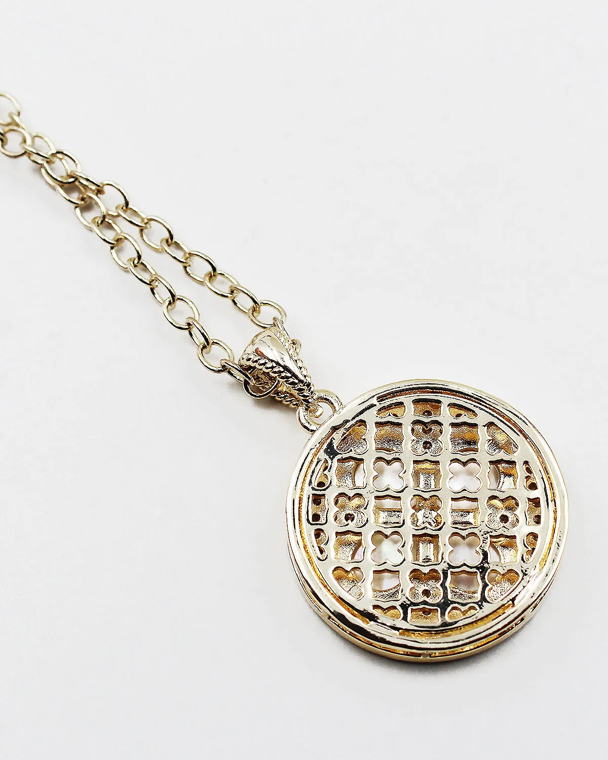 Matt Gold Metal Coin Pendant Necklace