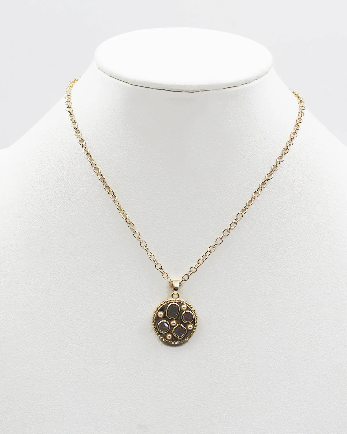 Matt Gold Metal Coin Pendant Necklace