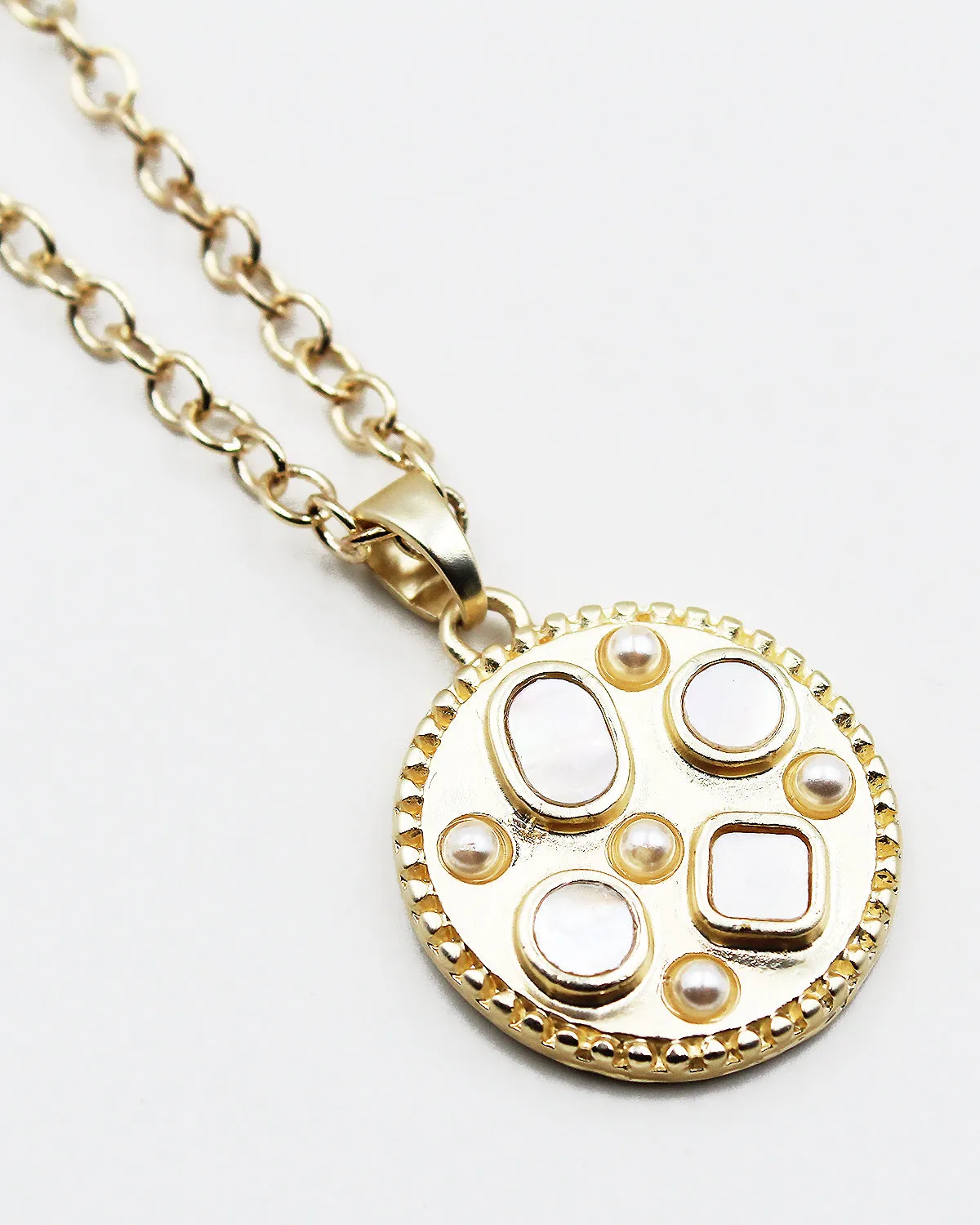 Matt Gold Metal Coin Pendant Necklace