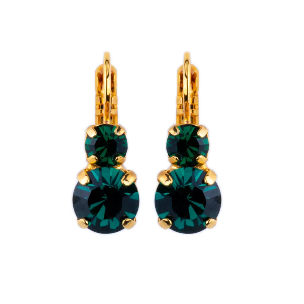 Medium Double Stone Leverback Earrings- "Emerald Green" *Custom*