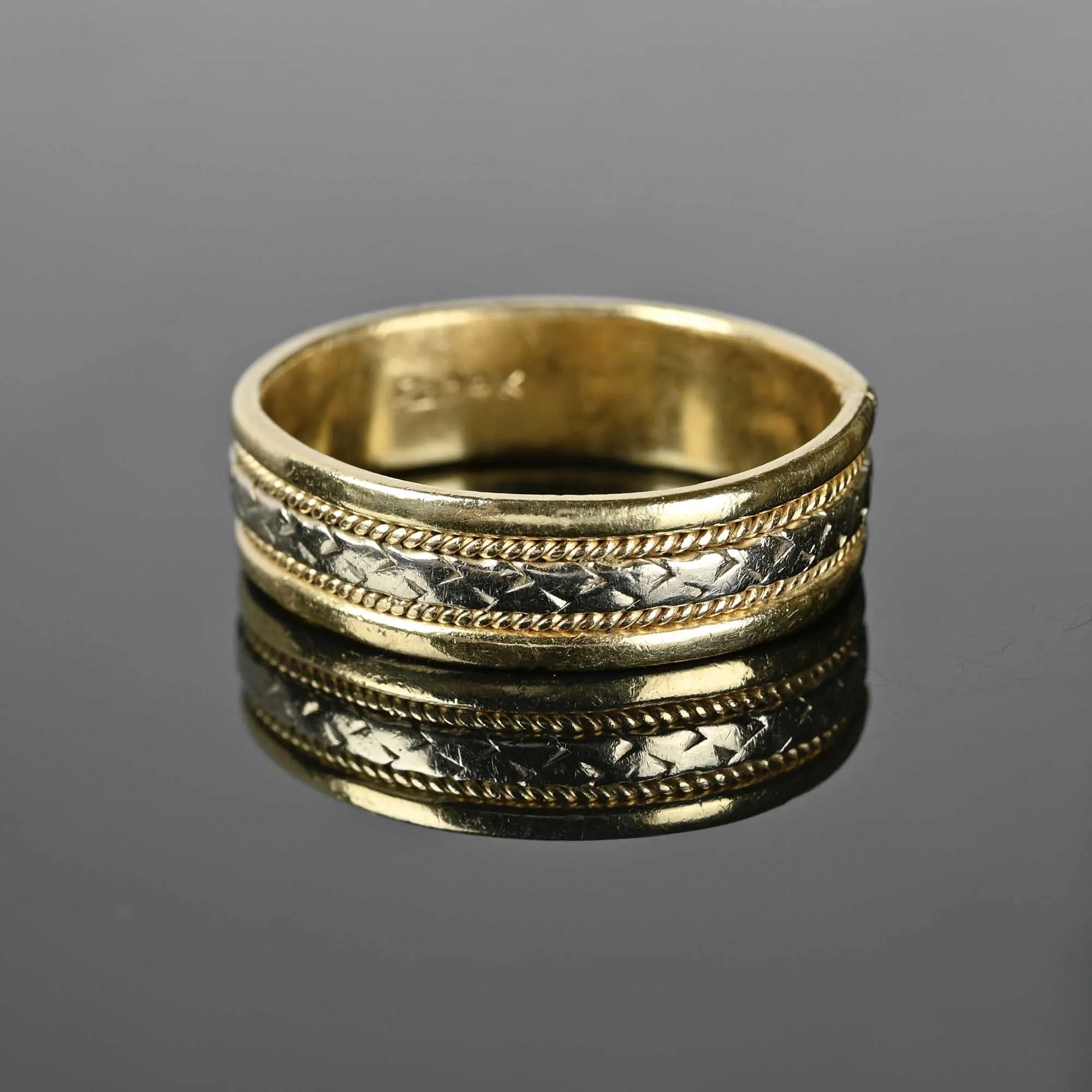 Mens Two Tone 14K Gold Wedding Band Ring