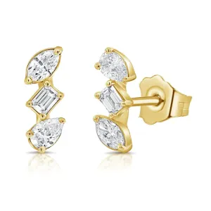 Mixed Shapes Trio Diamond Studs