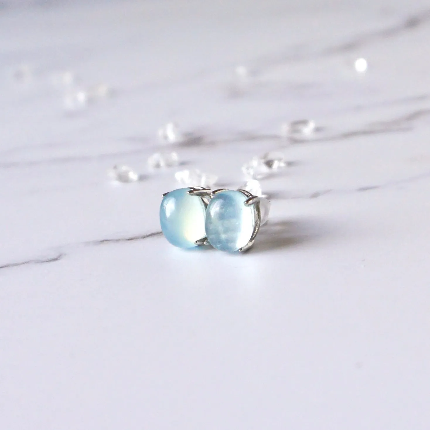 Natural Aquamarine Stud Earrings