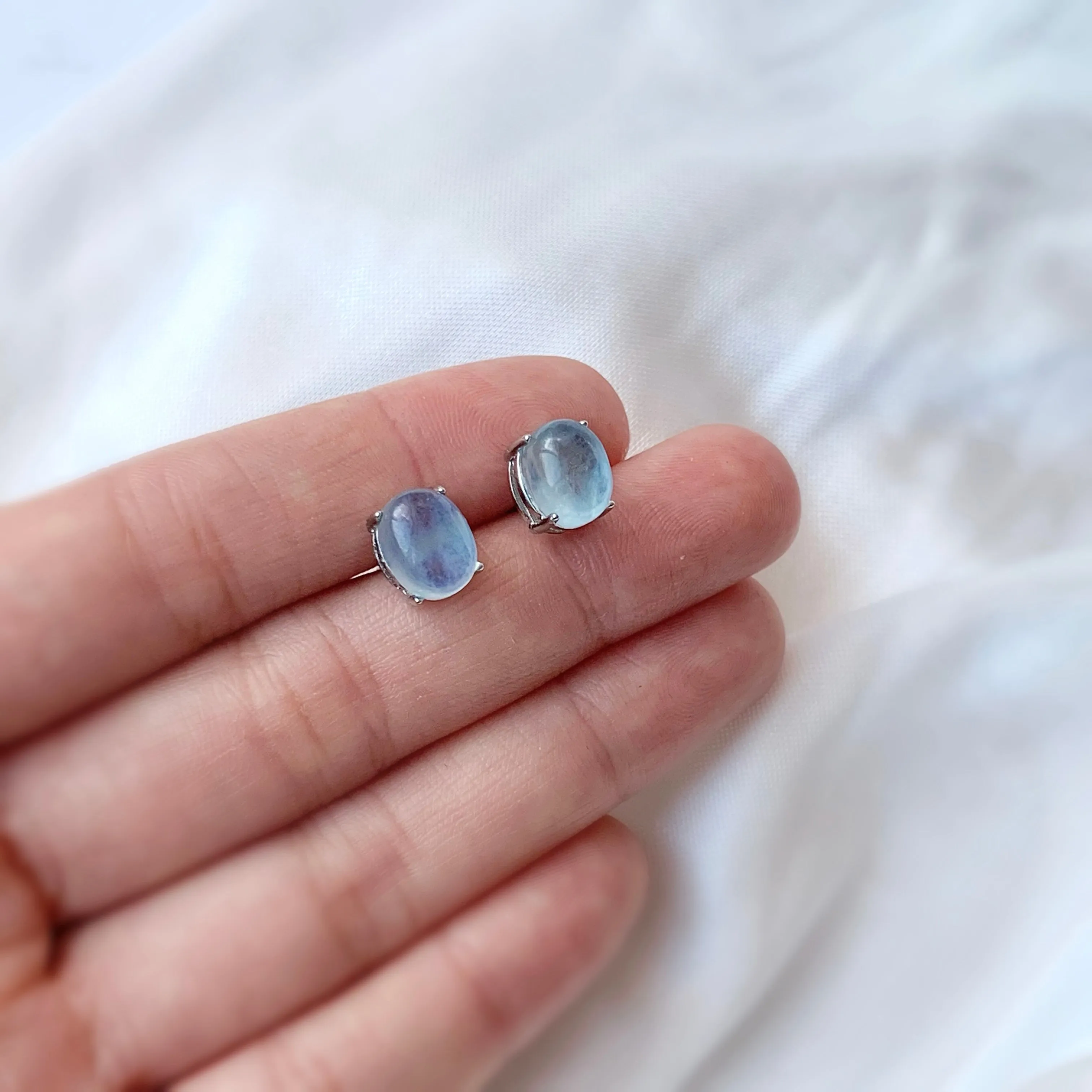 Natural Aquamarine Stud Earrings