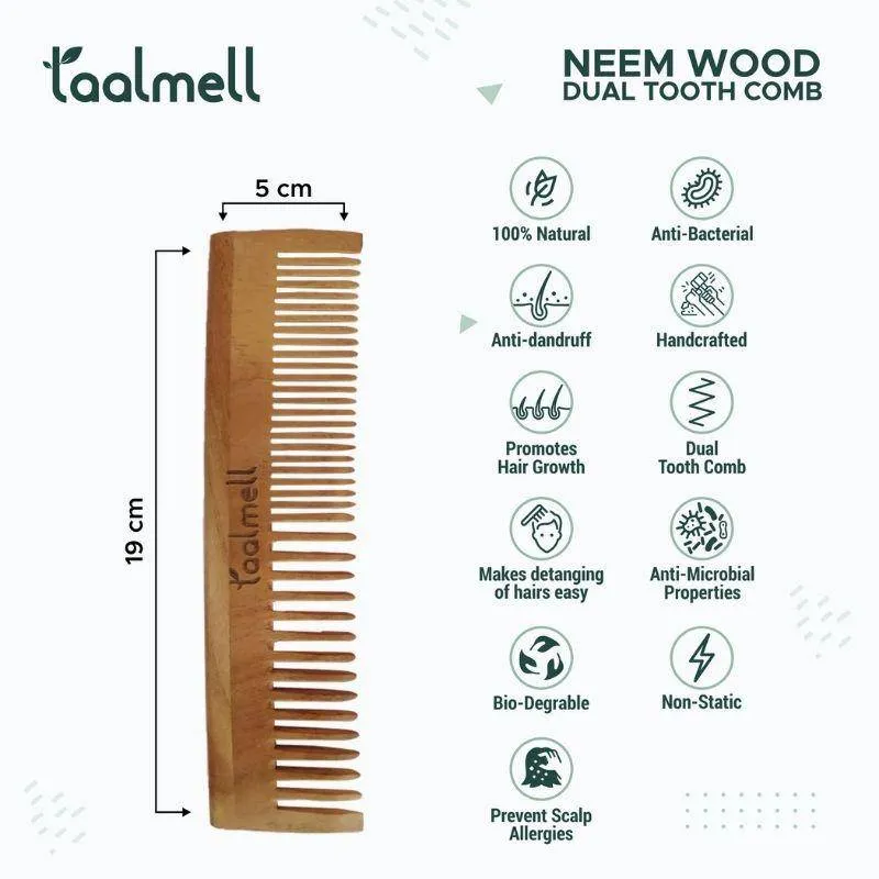 Neem wood Combs Pack | Dual tooth comb, Handle comb, Detangle comb | All about Hair Care | 3 in one