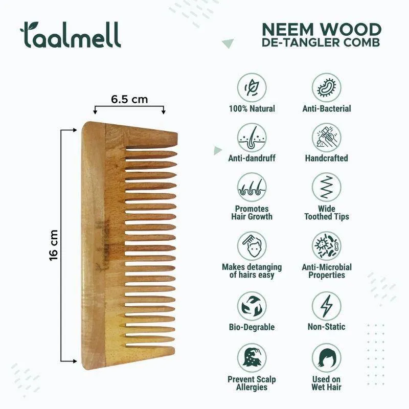 Neem wood Combs Pack | Dual tooth comb, Handle comb, Detangle comb | All about Hair Care | 3 in one