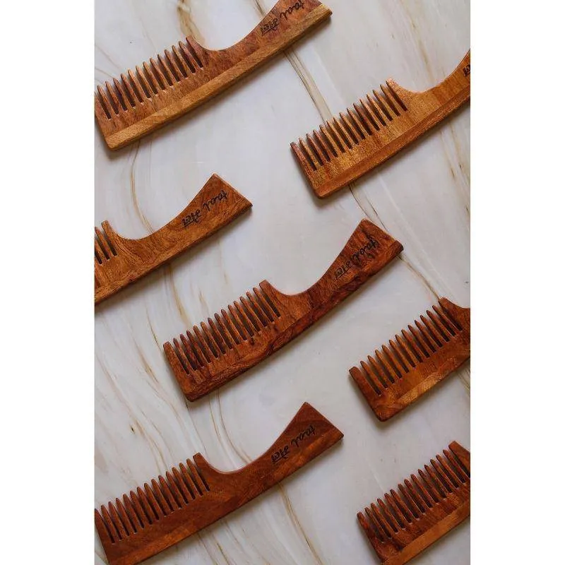 Neem wood Handle Comb | Wide Toothed Tips | Pack of 1 |