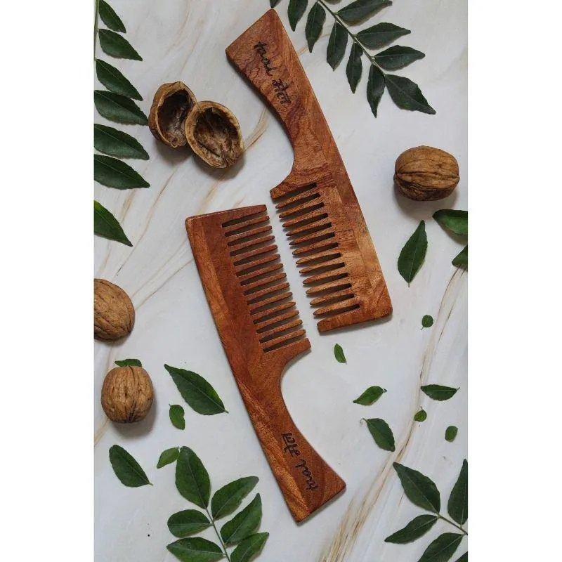 Neem wood Handle Comb | Wide Toothed Tips | Pack of 1 |