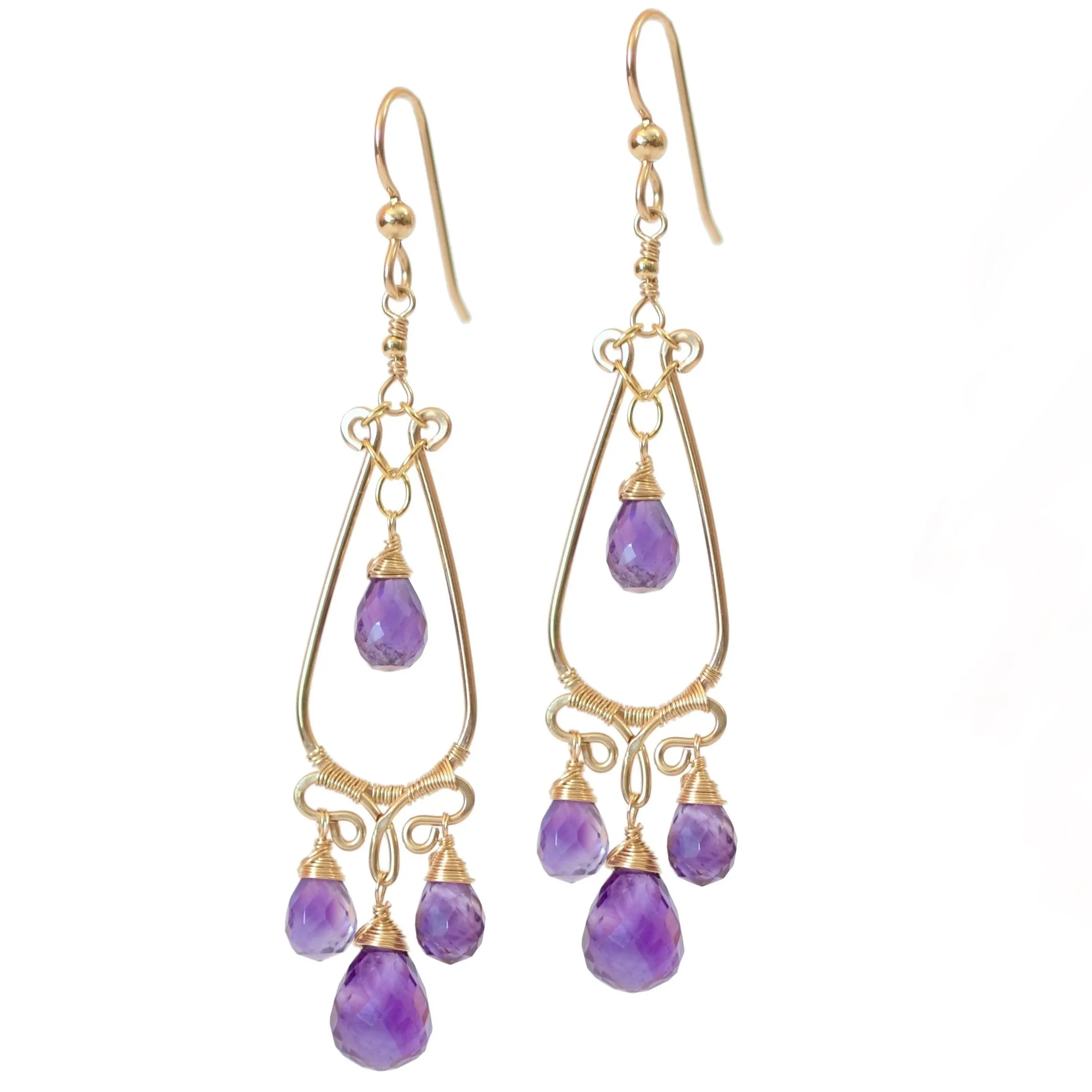 Nina Earrings - Amethyst Teardrop Gold Filled Earrings