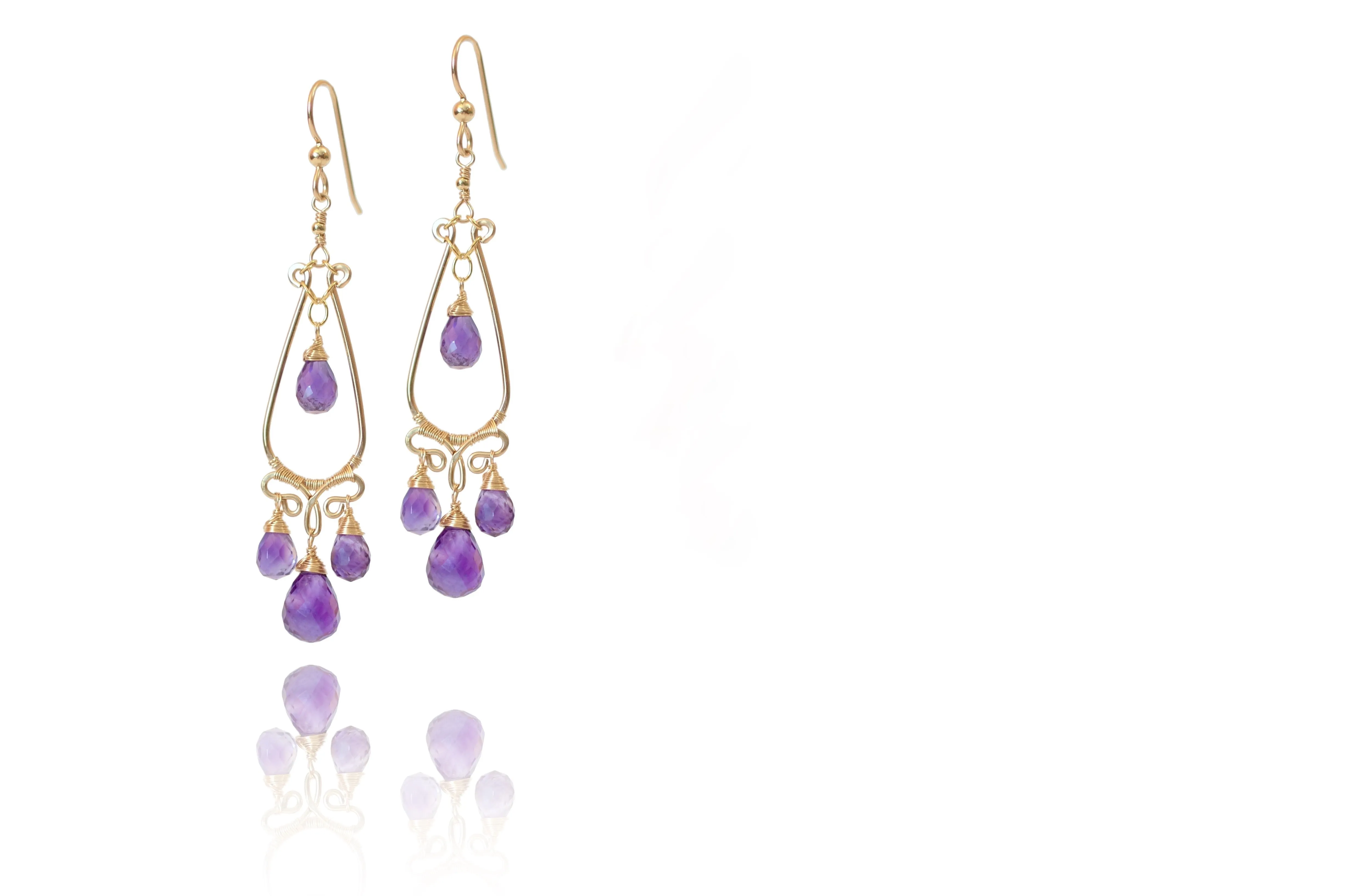 Nina Earrings - Amethyst Teardrop Gold Filled Earrings