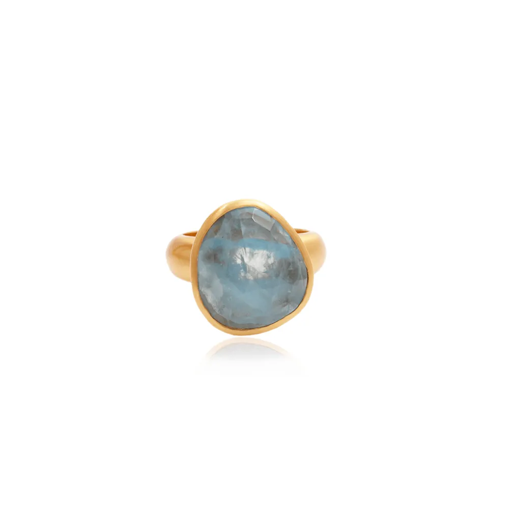 Om Tat Sat Ring • Aquamarine