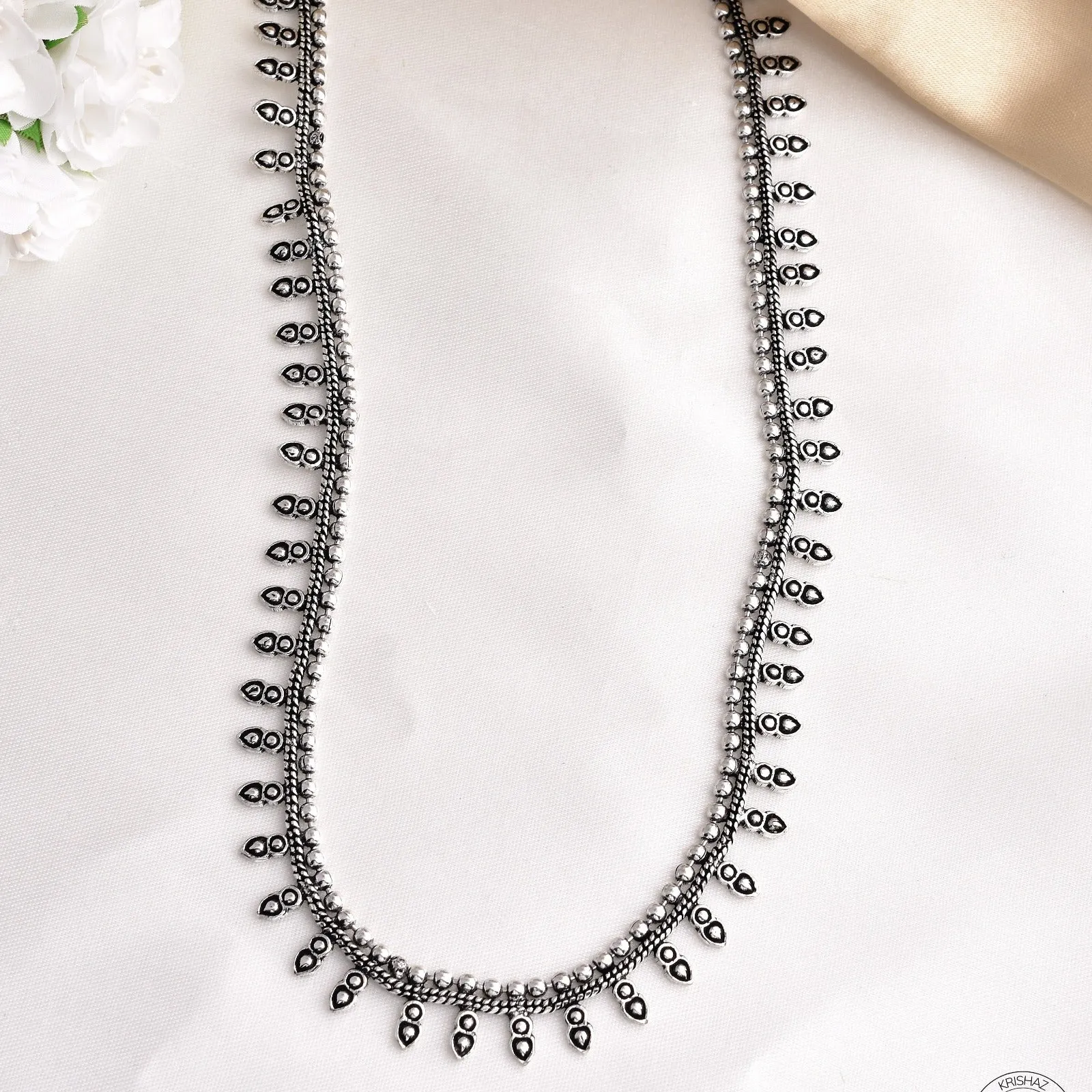 Oxidized German Silver Long Necklace