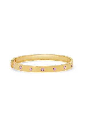 Pink Sapphire Princess Cut and Round Bangle