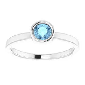 Platinum 4.5 mm Natural Aquamarine Ring