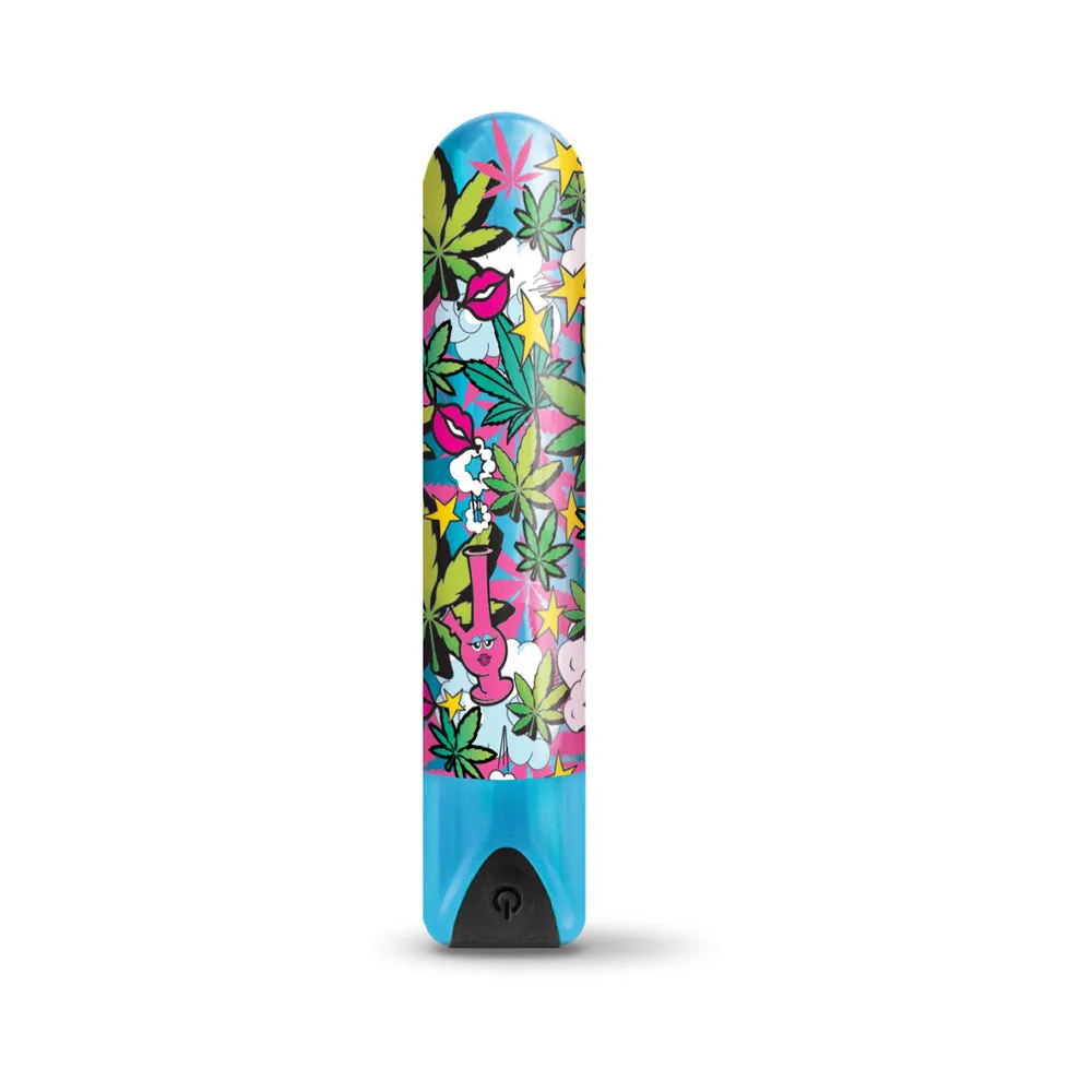 Prints Charming Buzzed Rechargeable 3.5" Bullet - Stoner Chick - Blue