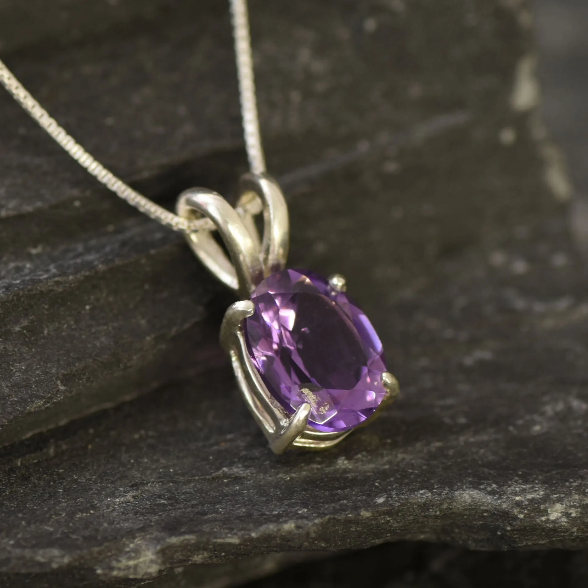 Purple Amethyst Pendant - Natural Amethyst Necklace - February Birthstone Necklace