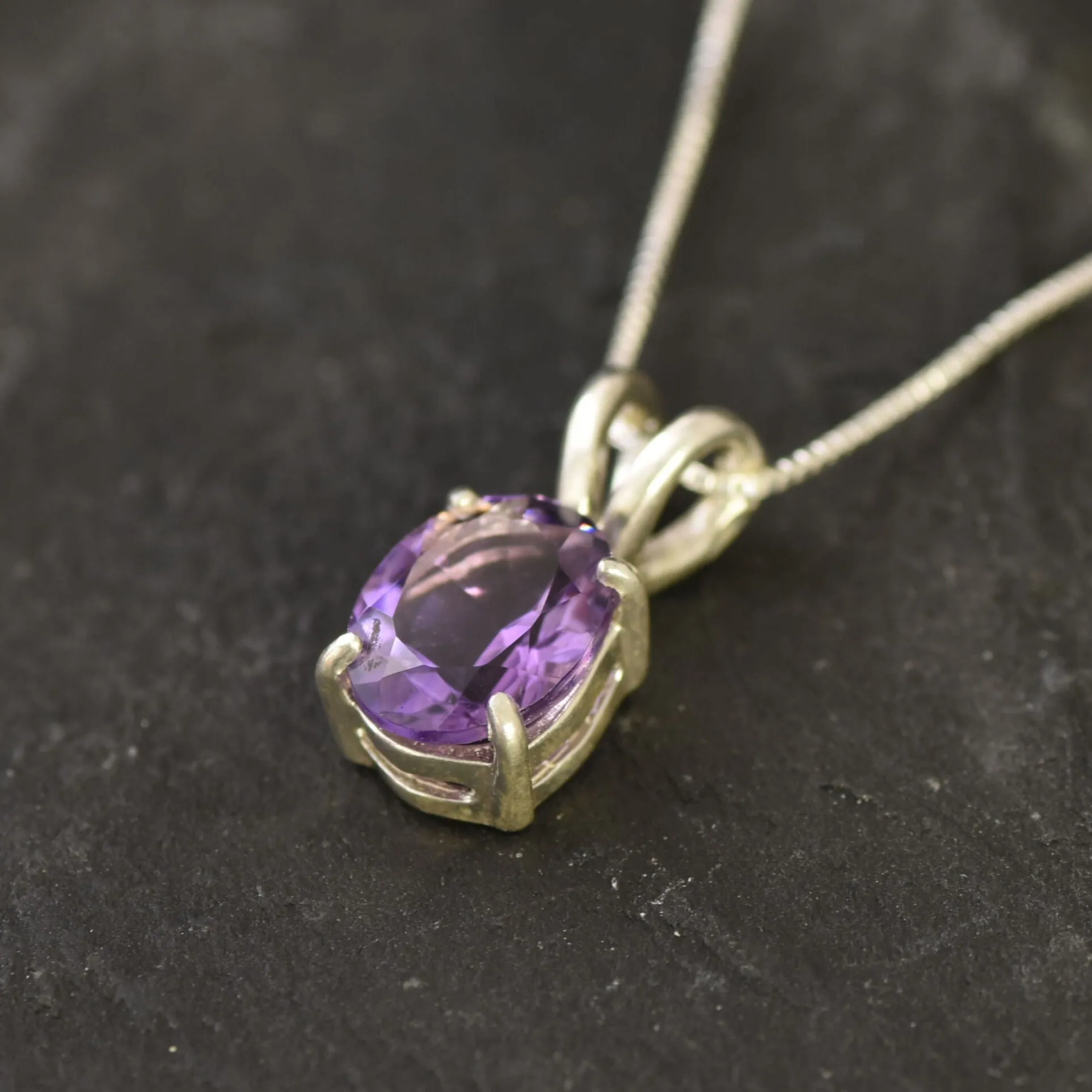 Purple Amethyst Pendant - Natural Amethyst Necklace - February Birthstone Necklace