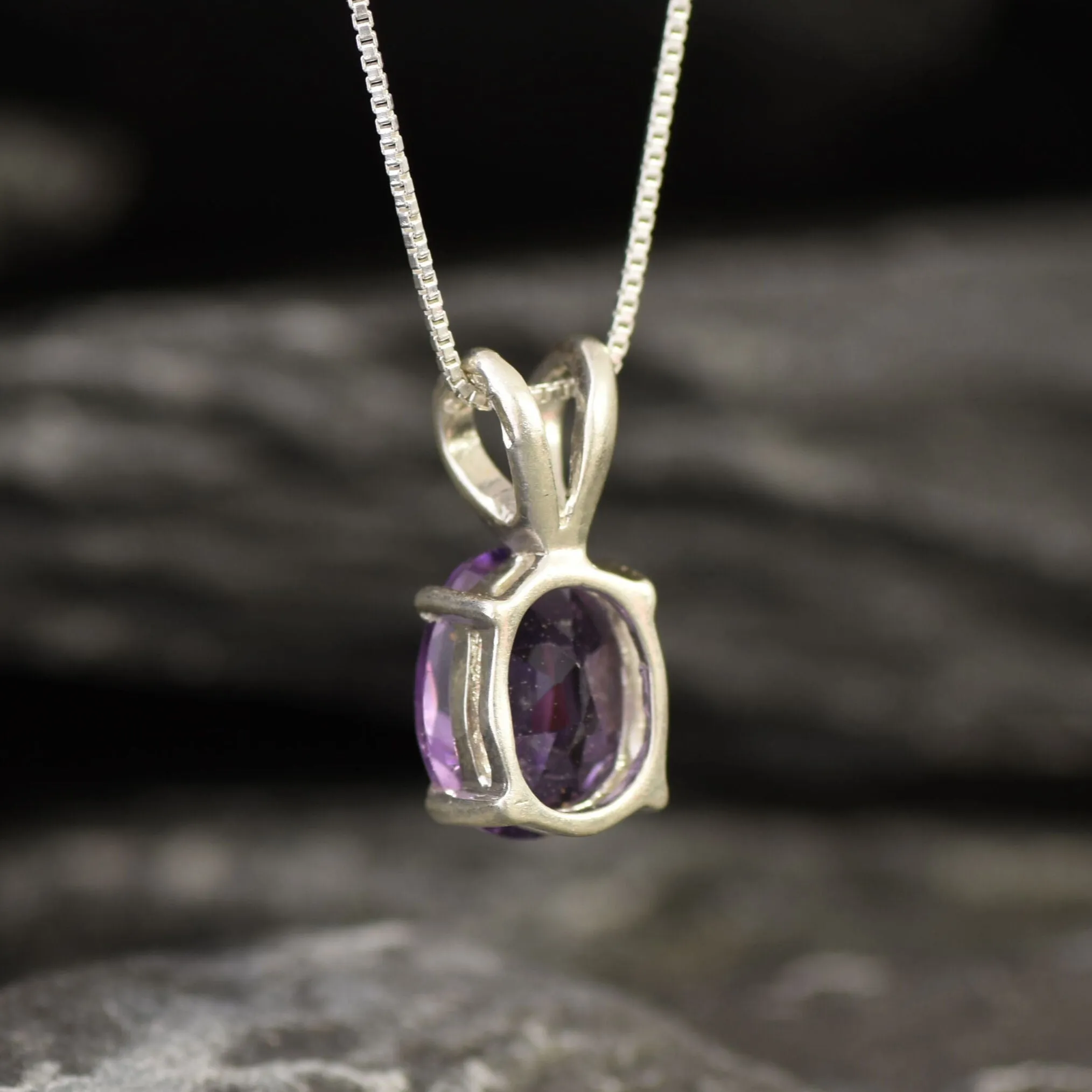 Purple Amethyst Pendant - Natural Amethyst Necklace - February Birthstone Necklace