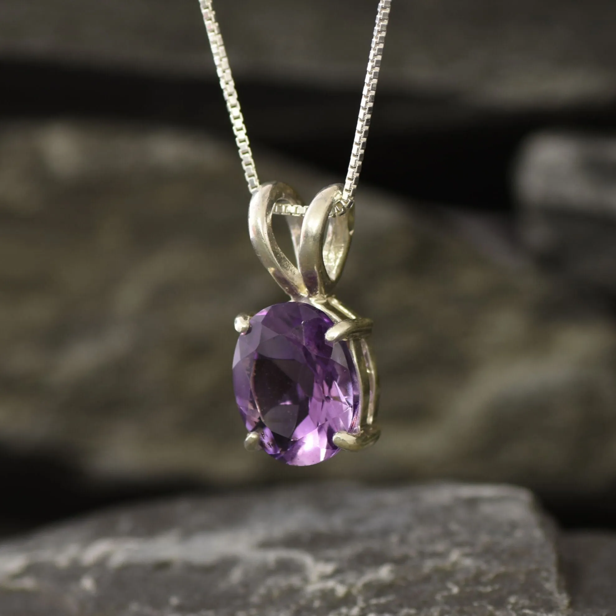 Purple Amethyst Pendant - Natural Amethyst Necklace - February Birthstone Necklace