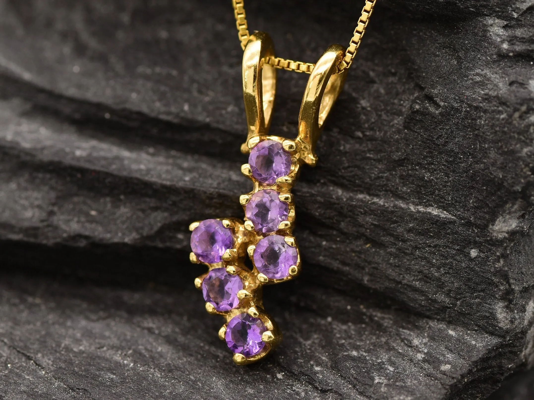 Purple Amethyst Pendant - Real Amethyst Necklace, Gold Purple Pendant