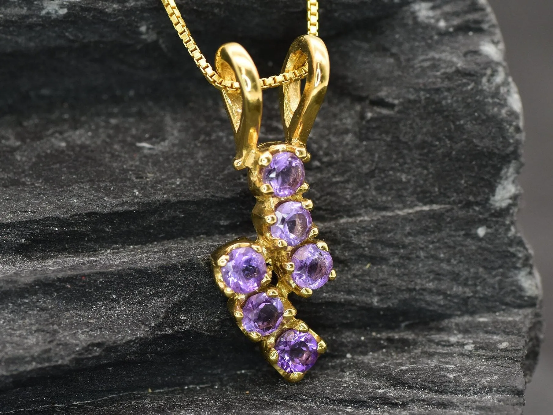 Purple Amethyst Pendant - Real Amethyst Necklace, Gold Purple Pendant