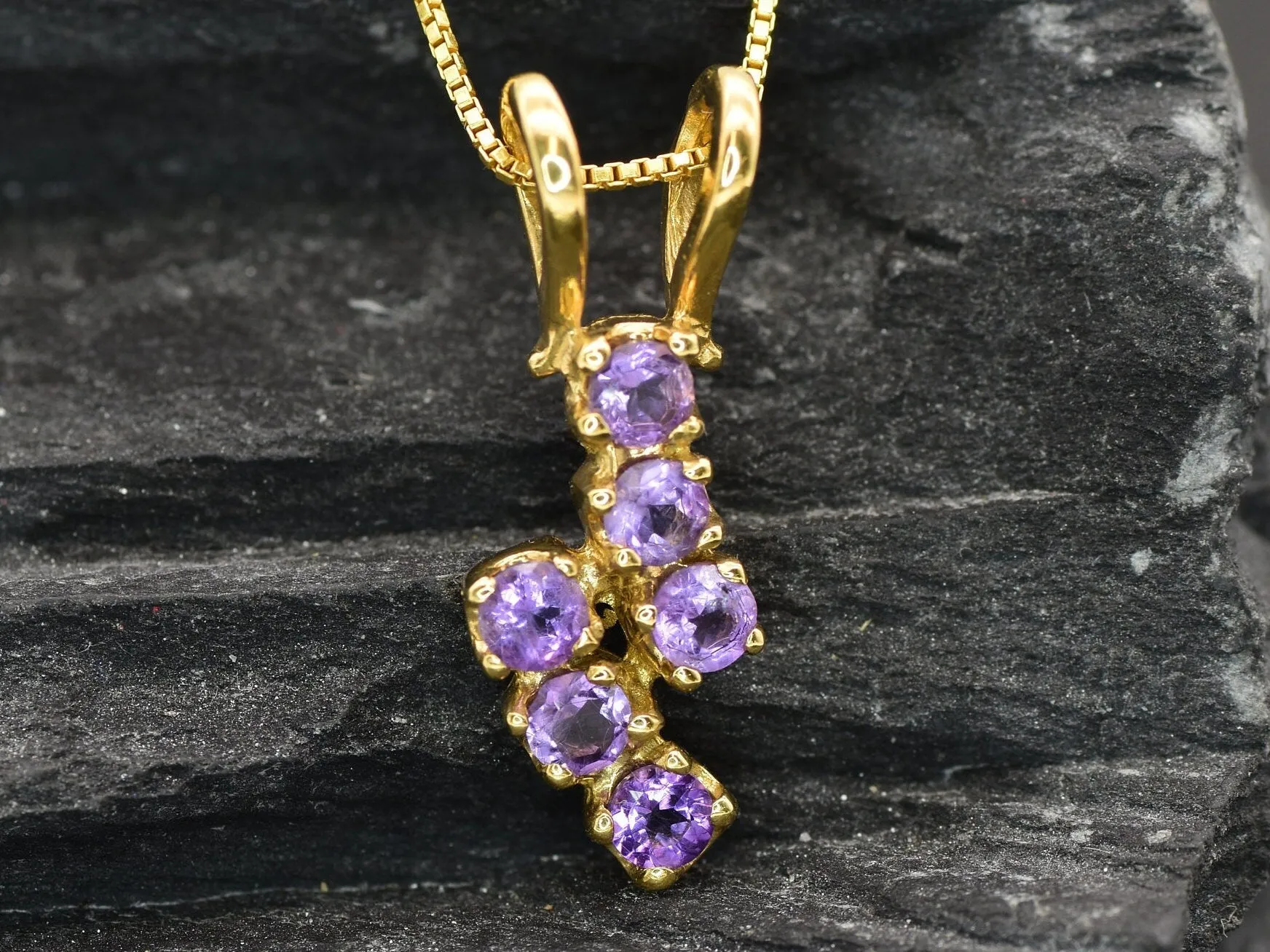 Purple Amethyst Pendant - Real Amethyst Necklace - Gold Purple Pendant