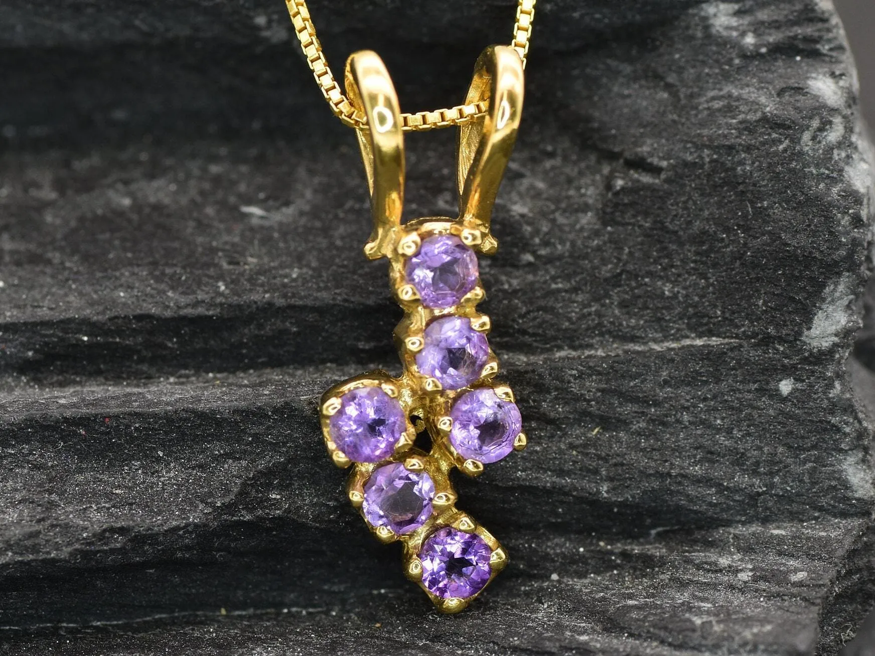 Purple Amethyst Pendant - Real Amethyst Necklace, Gold Purple Pendant