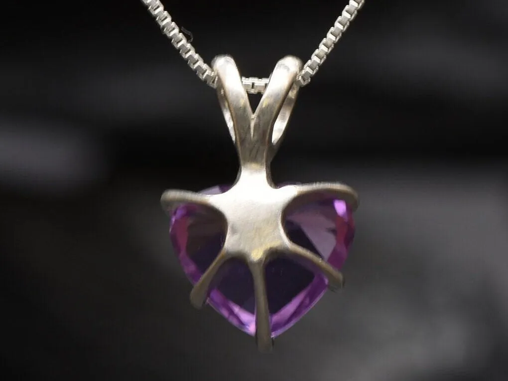 Purple Heart Pendant - Natural Amethyst Necklace, Love Pendant