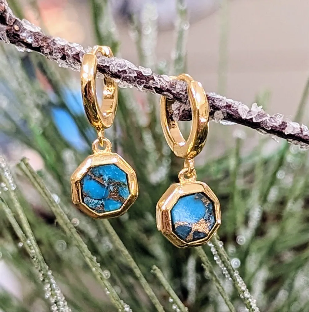 "Geo" Turquoise Dangle Hoop Earrings