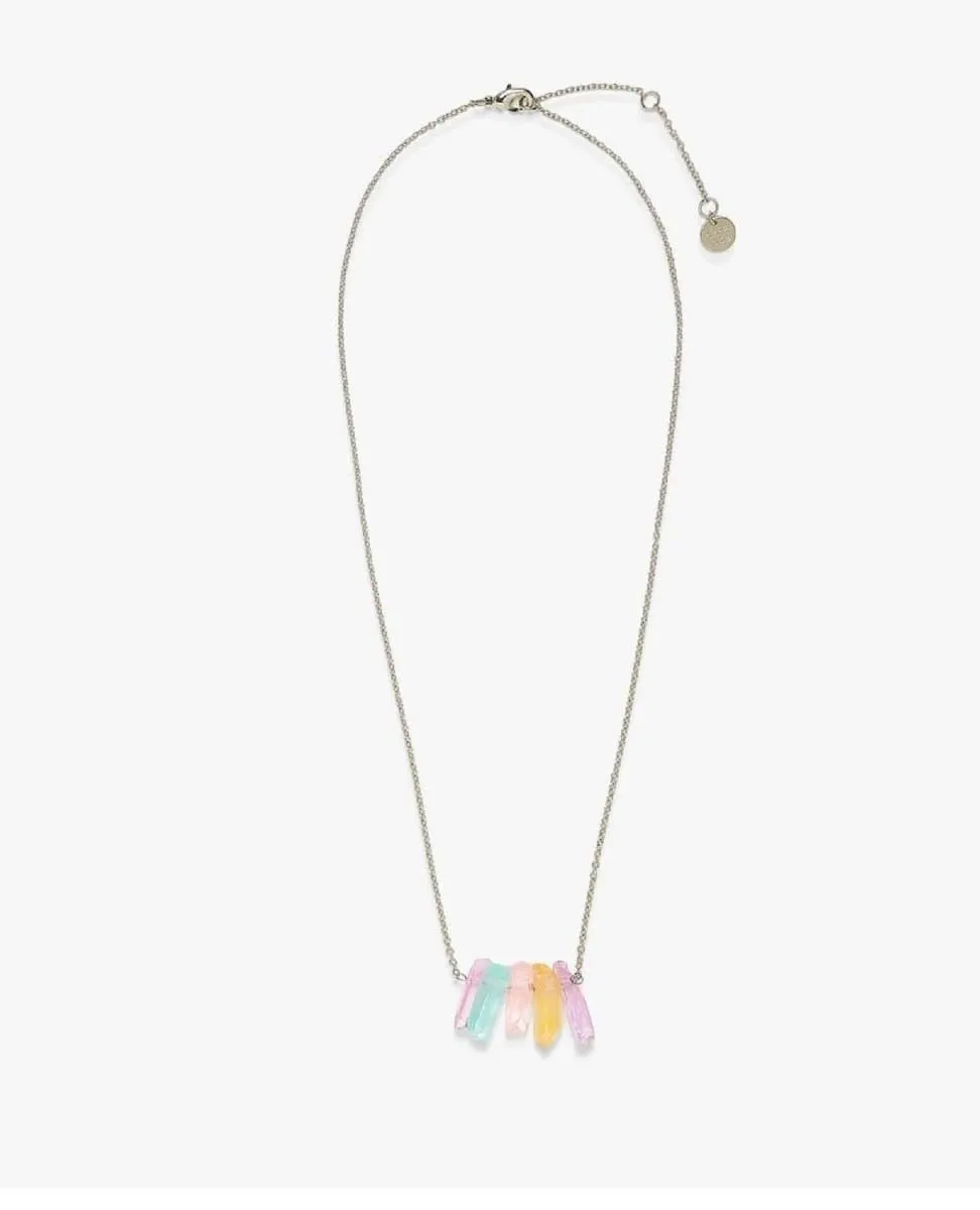 Rainbow Crystal Necklace Silver