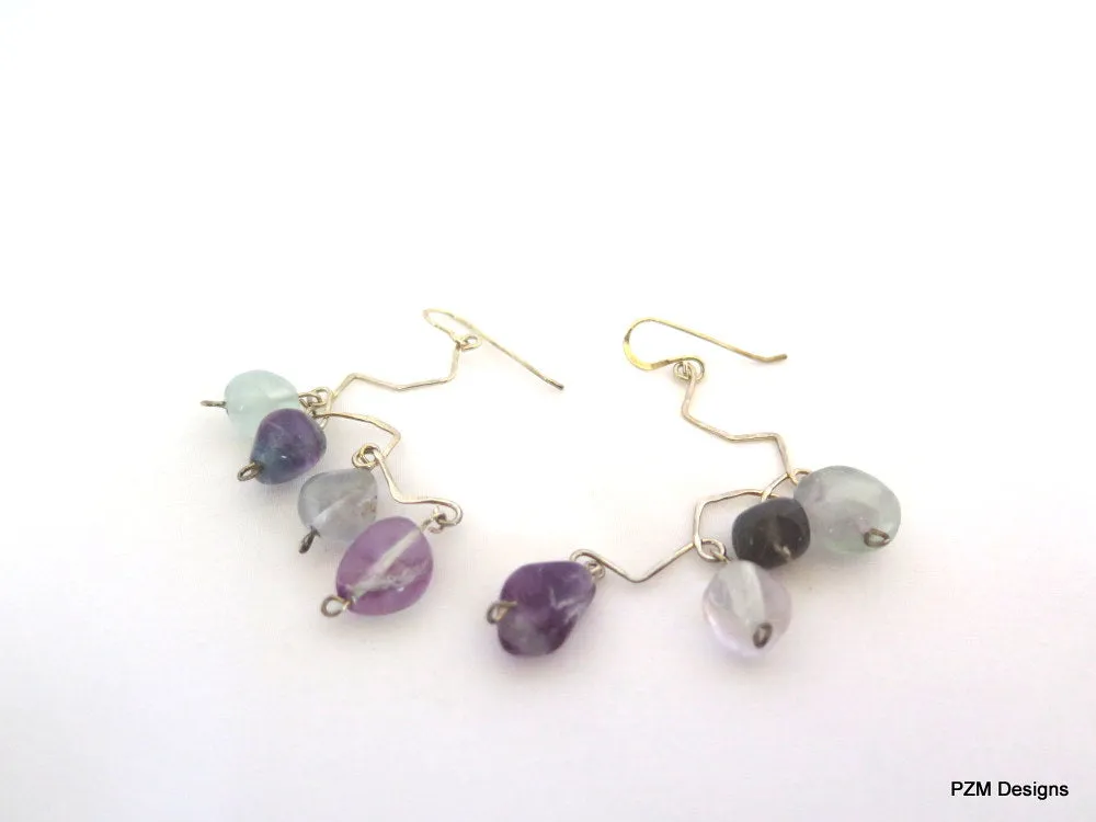 Rainbow Fluorite Chandelier Earrings, Gift for her