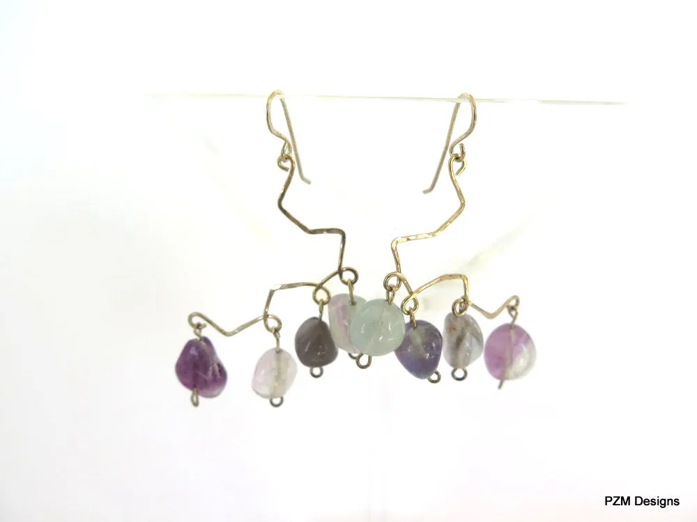 Rainbow Fluorite Chandelier Earrings, Gift for her