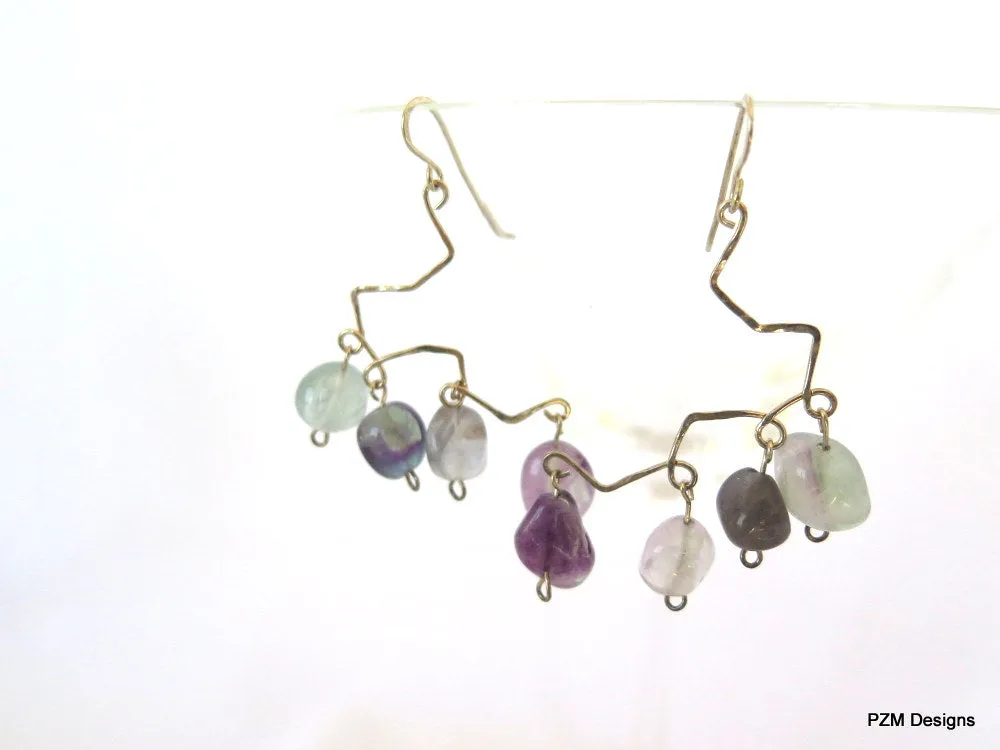 Rainbow Fluorite Chandelier Earrings, Gift for her