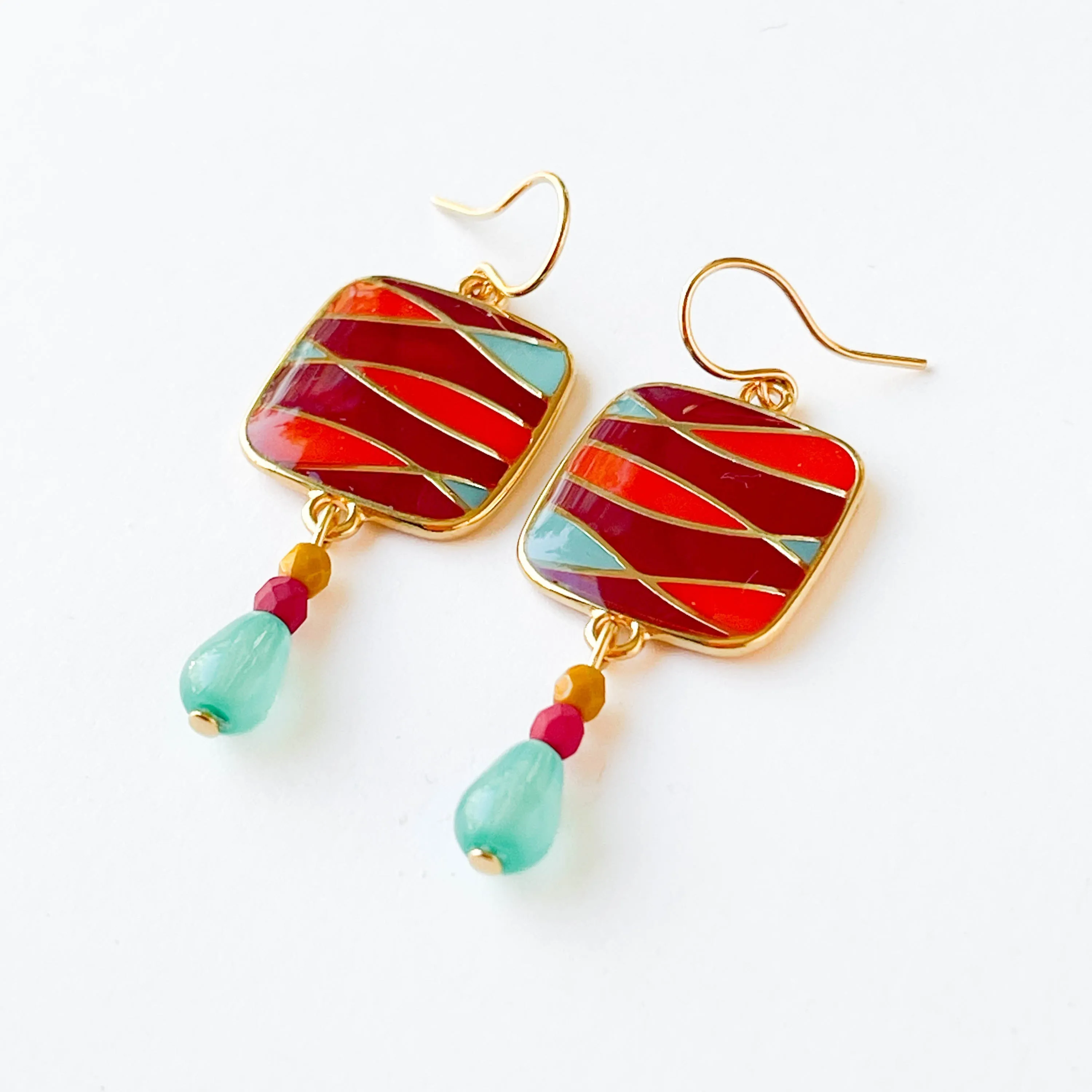 Red Mid-Century Style Earrings - WS