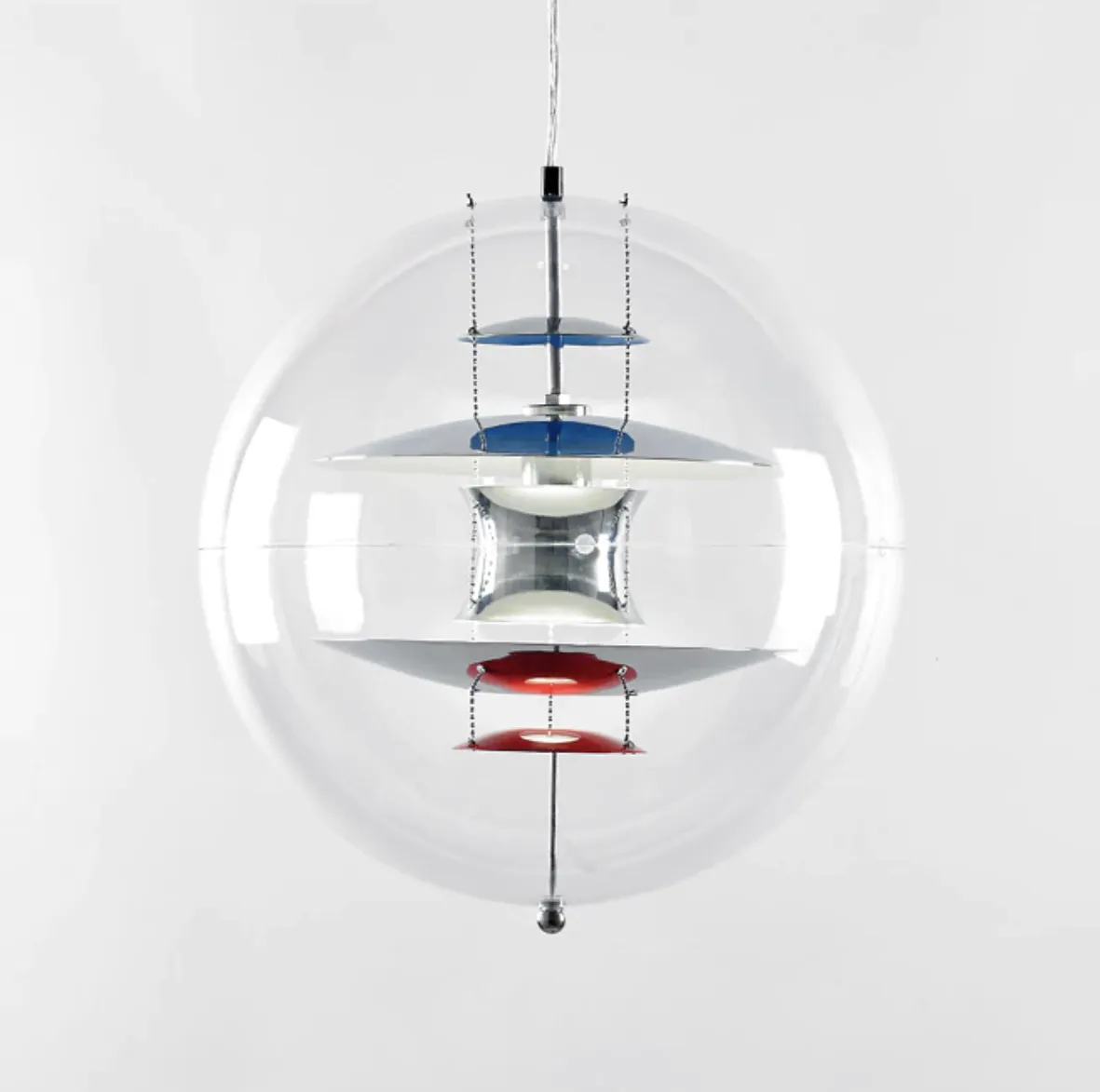 Retro Globe Lamp Clear Acrylic & Metal Pendant Light