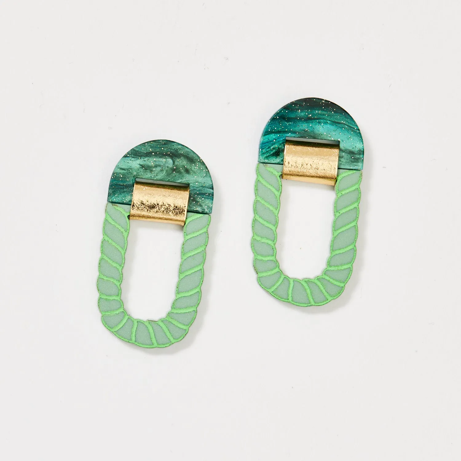 Rope Hoop Earrings - Emerald / Sage