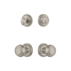 Rope Rosette Entry Set with Mission Knob in Satin Nickel