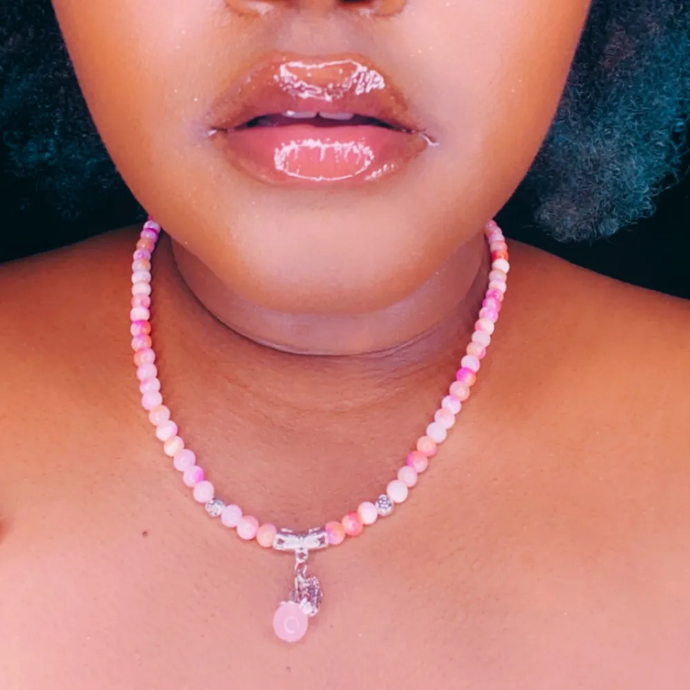 Rose quartz beaded necklace