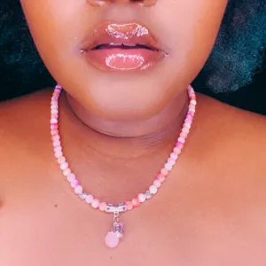 Rose quartz beaded necklace