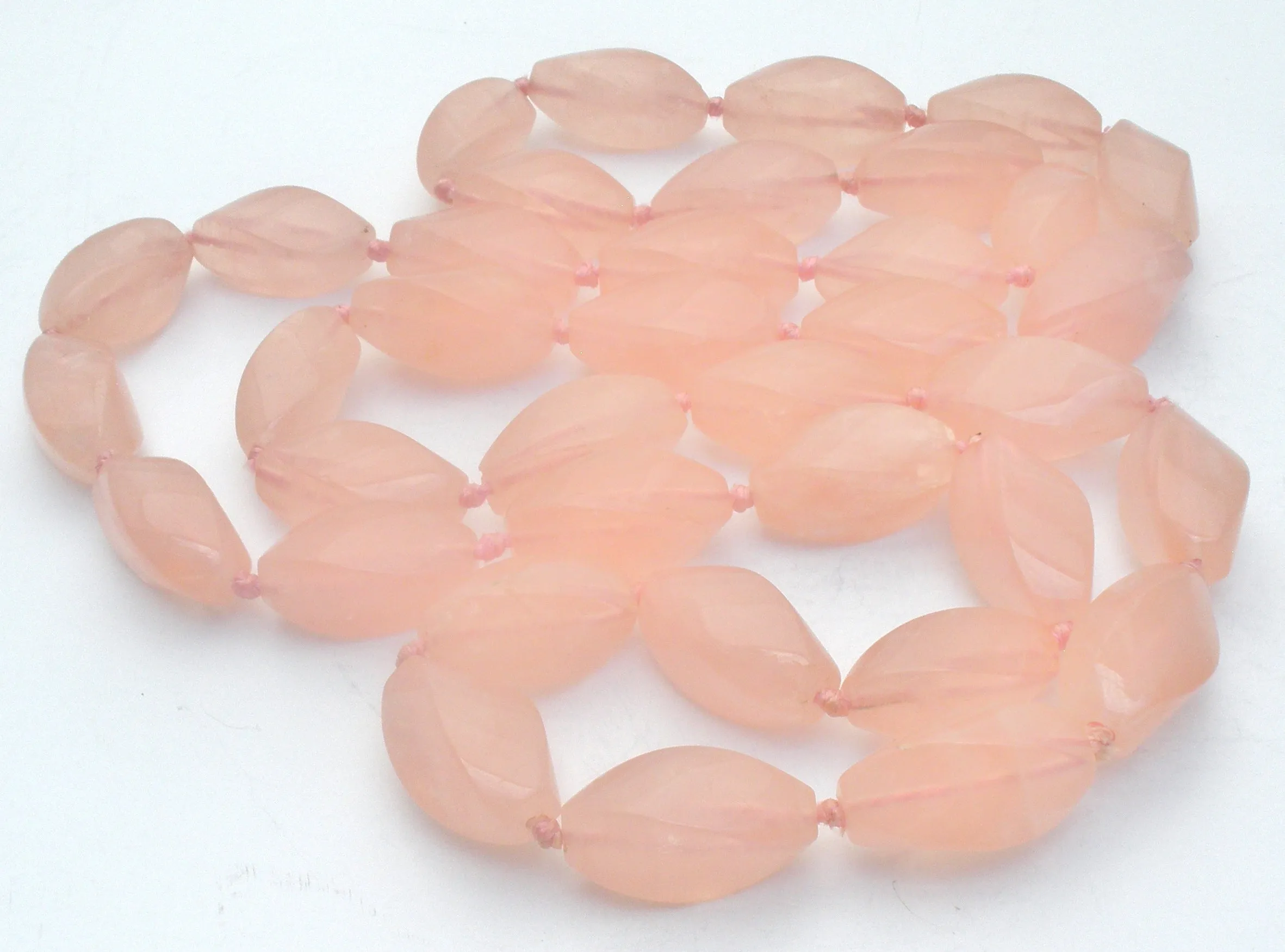 Rose Quartz Knotted Bead Necklace 33"