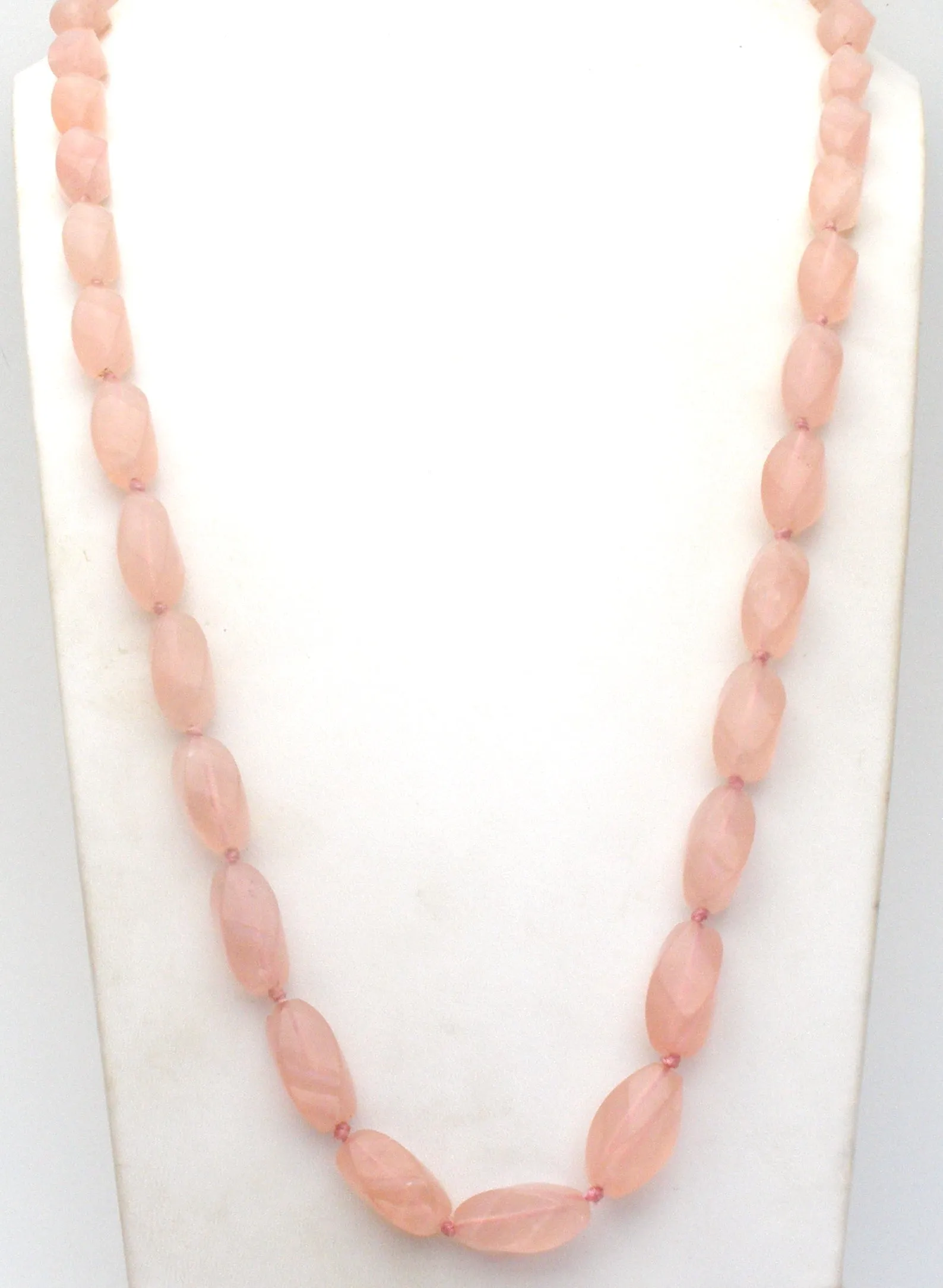 Rose Quartz Knotted Bead Necklace 33"