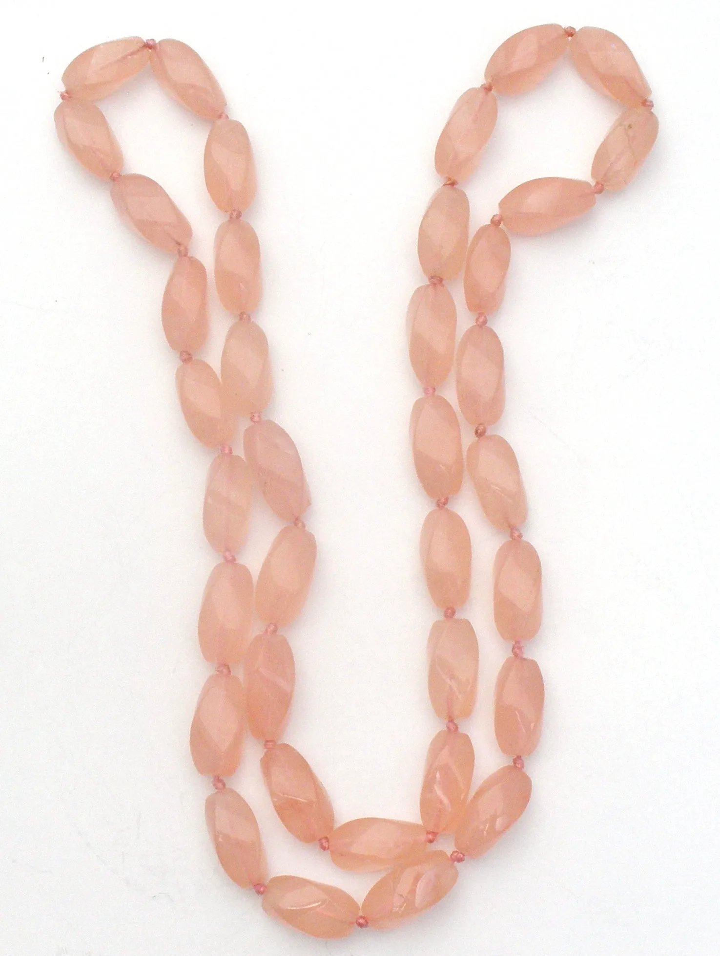 Rose Quartz Knotted Bead Necklace 33"