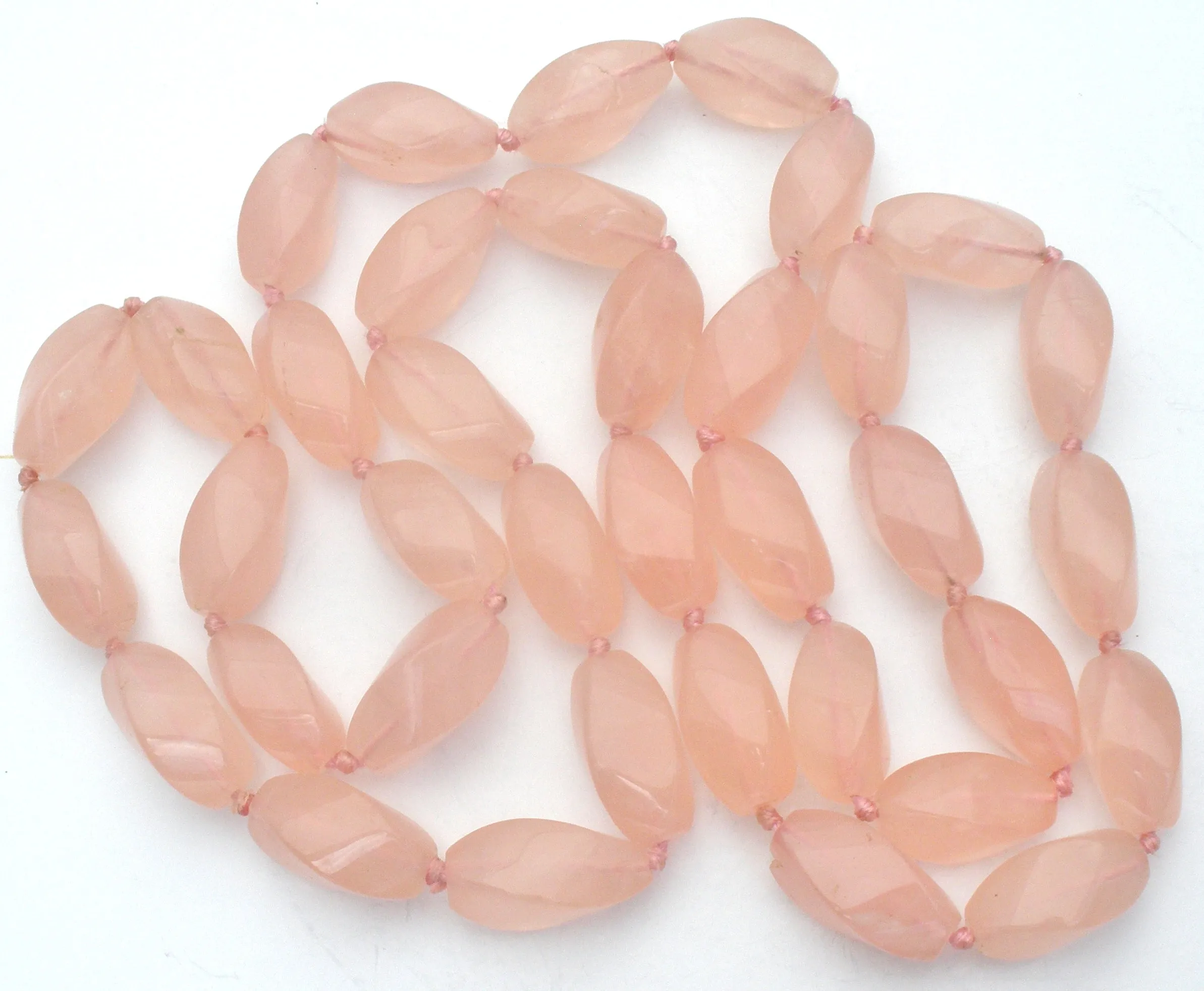 Rose Quartz Knotted Bead Necklace 33"