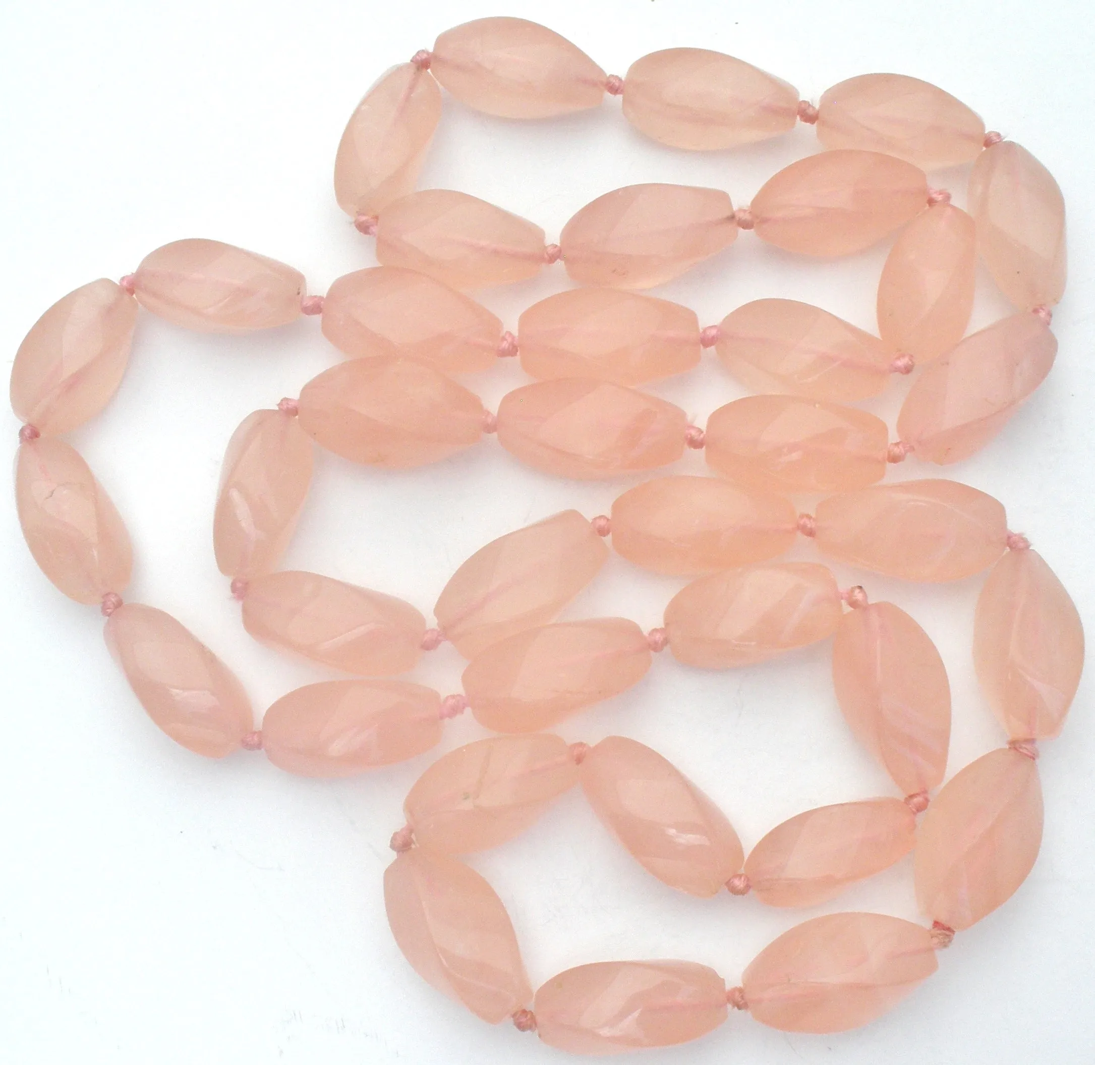 Rose Quartz Knotted Bead Necklace 33"