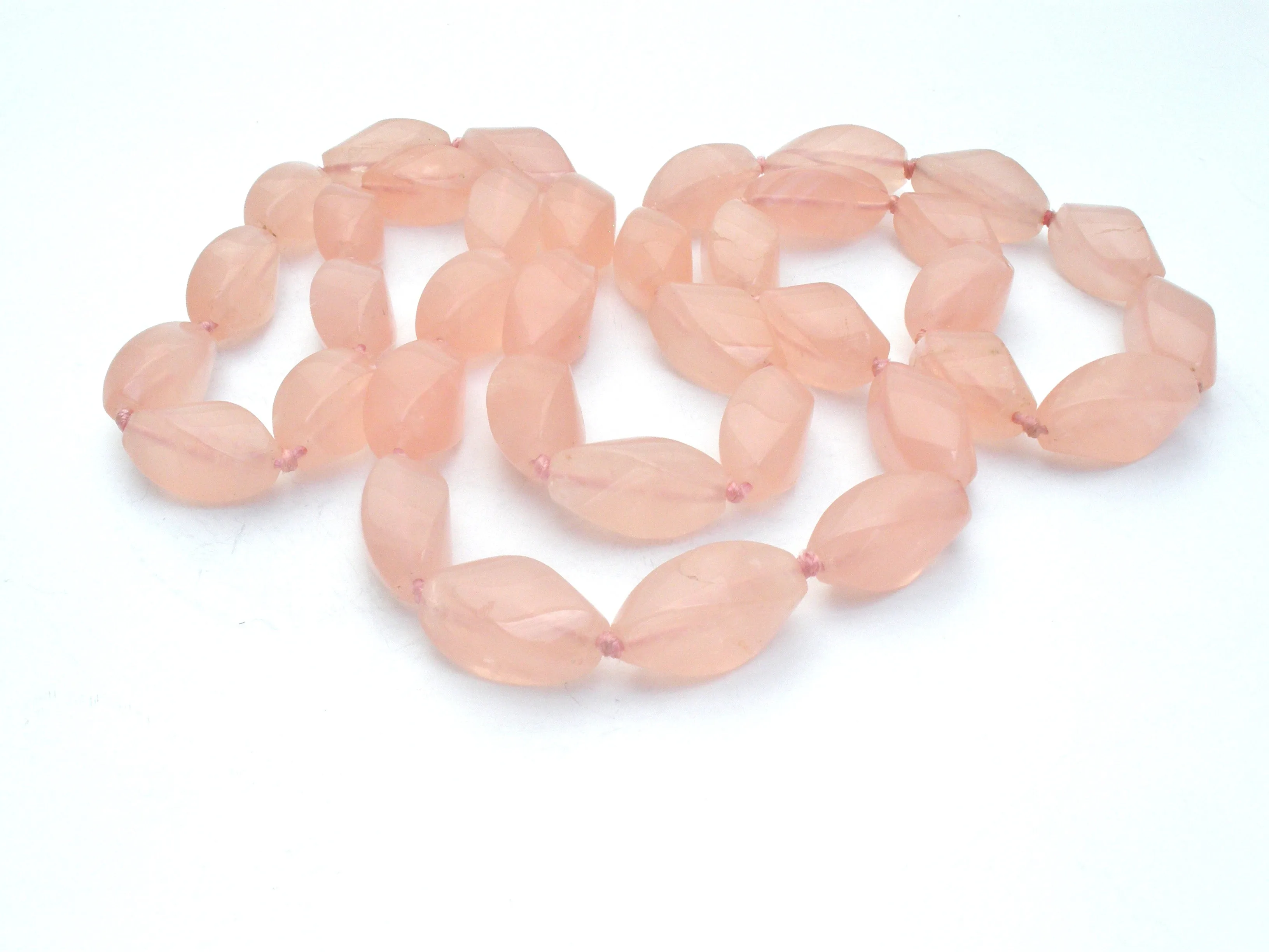 Rose Quartz Knotted Bead Necklace 33"