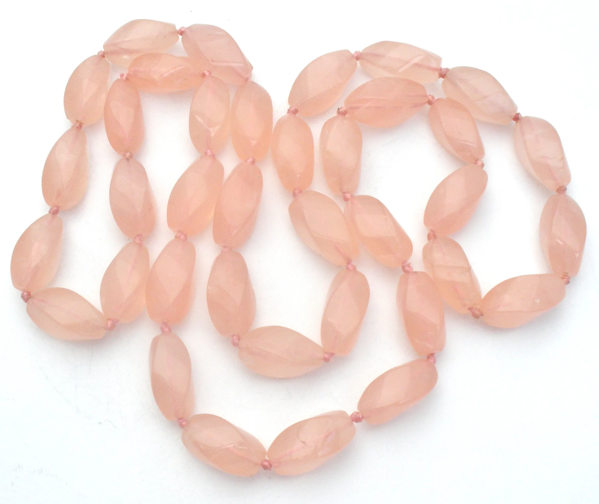 Rose Quartz Knotted Bead Necklace 33"